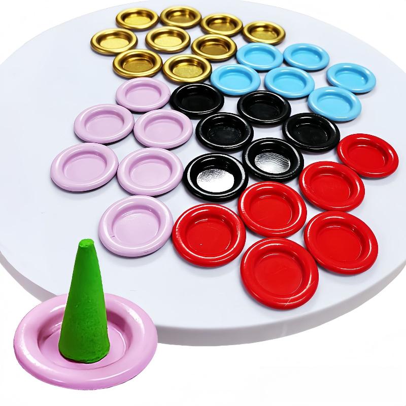 20pcs Colored Metal Small Disc Incense Holder Portable Cone Incense Burner for Sandalwood Jasmine Fragrance Zen Home Decoration 7
