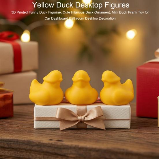 Harmless Prank Duck Toys 3D Printed Funny Figurine, Cute Hilarious Ornament, Mini Humorous Tabletop Ornaments Toy for Car Dashboard Bathroom