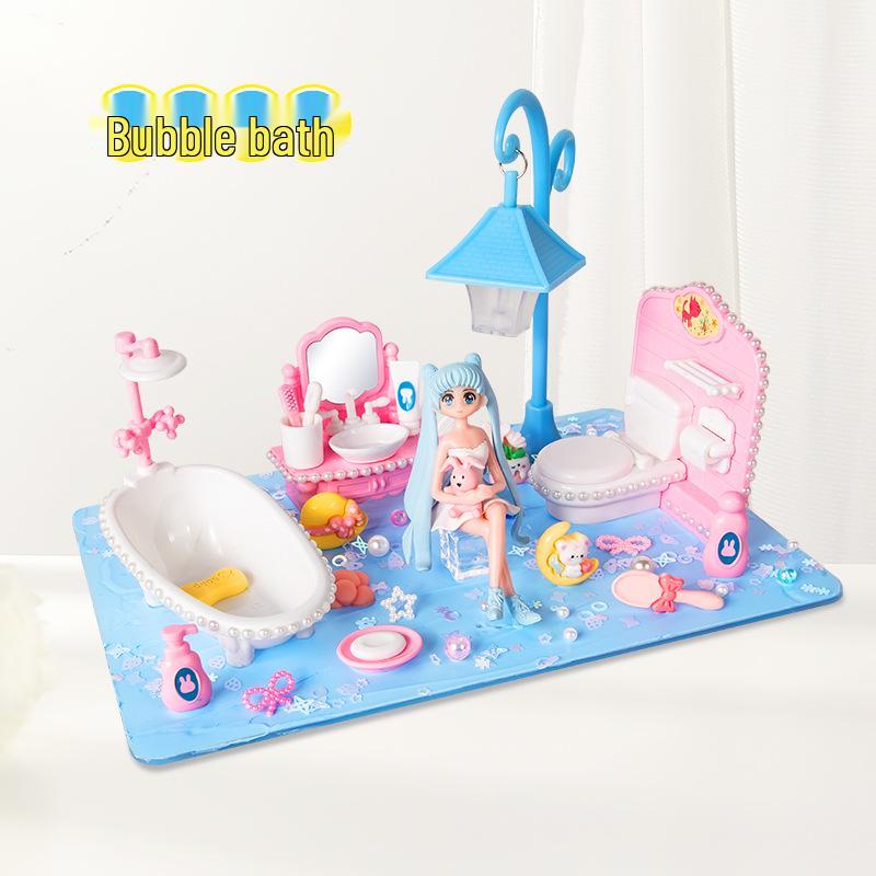 Kids' DIY Night Light Bathroom Pretend Play Toy Set - Educational Gift for Girls