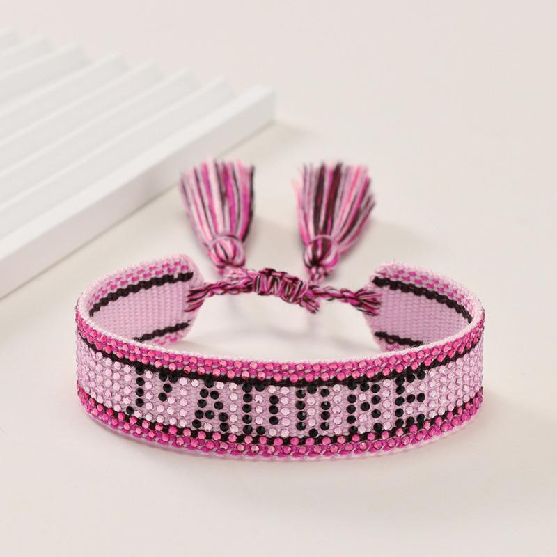 Unisex European Handwoven Tassel Bracelet with Hot-drilled Letter Design