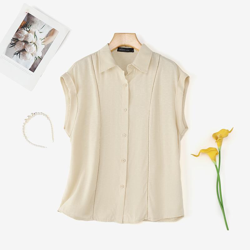 ZANZEA Women Lapel Neck Sleeveless Buttons Up Solid Casual Tank Tops