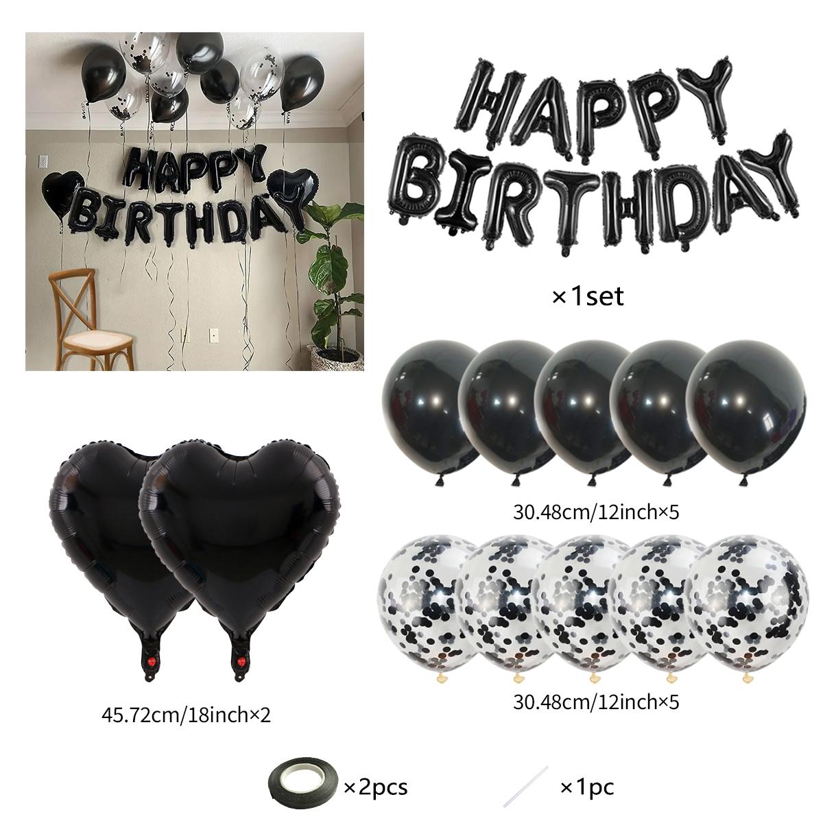 Black Happy Birthday Party Balloon Set Black Latex Balloon Aluminum Foil Letter Balloon Used for Birthday Party Decoration Other