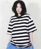 Deumakeu Bold Stripe Oversized Short Sleeve T-Shirt Black