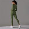 Knit Seamless Long Sleeve Yoga Set High Waist Sports Pants Exercise Running Suit Fitness Clothing