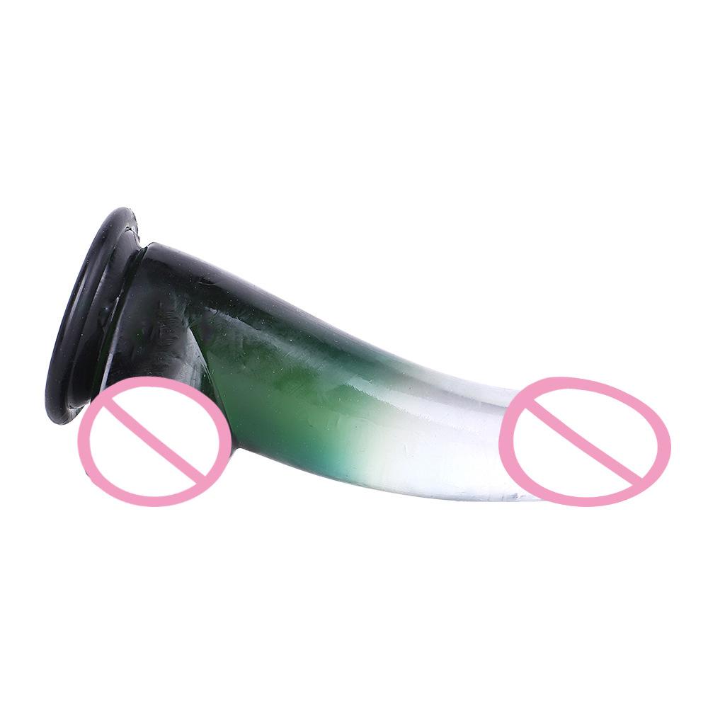 Transparent Two-Color Glass Dildo Simulation Female Masturbation Color Butt Plug Dildo Sexy Sex Product Hot Sale
