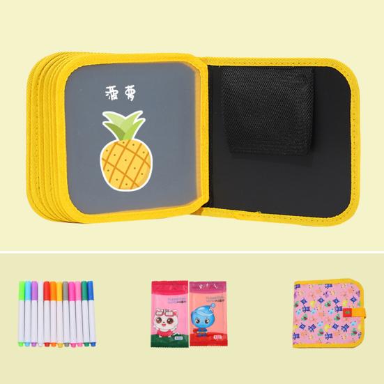 Kids Erasable Graffiti Drawing Book with 12 Watercolor Pens 14 Pages Toddlers Boys Girls Cartoon Doodle Book Educational Drawing Toy