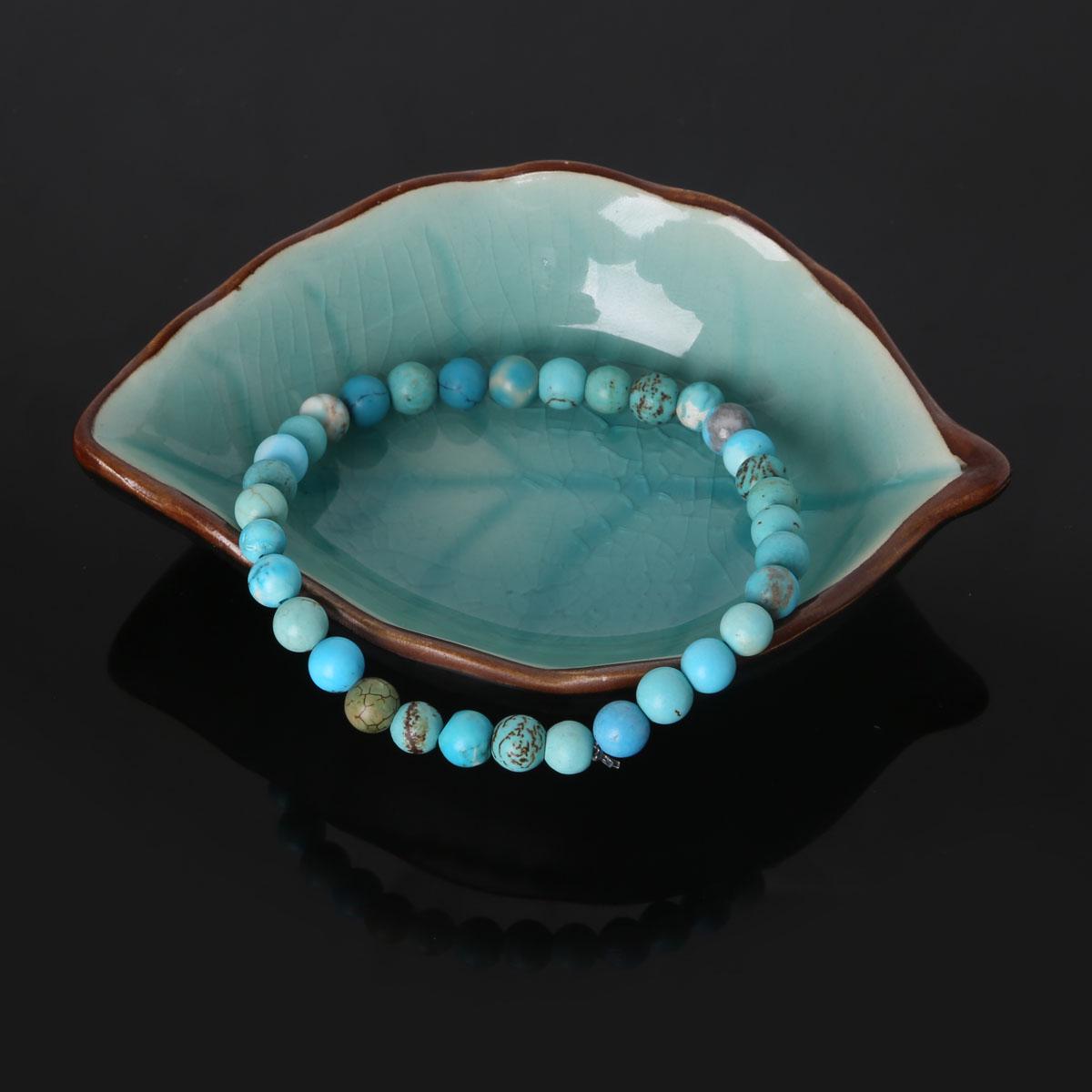 

Модный браслет из натурального камня 6 мм для женщин и мужчин Amythests, бирюзовый агат, браслеты из бисера, браслеты Number 4