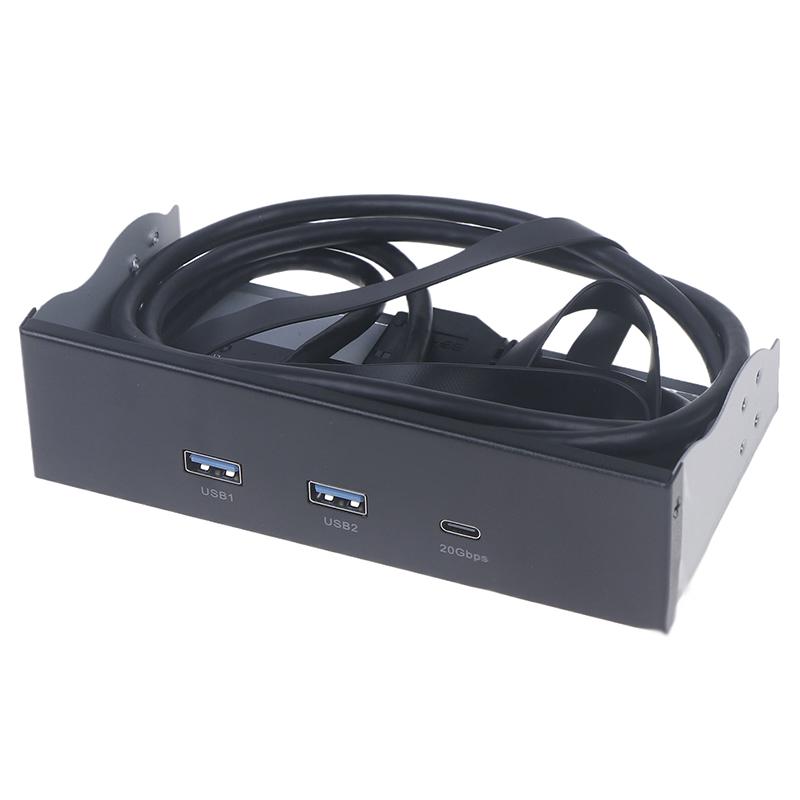 Usb Front Panel For Pc 2 Port Usb 3.2 Gen1 5Gbps + 1 Port Type-C 10Gbps/20Gbps Hub For Desktop 5.25Inch Floppy Drive Bay
