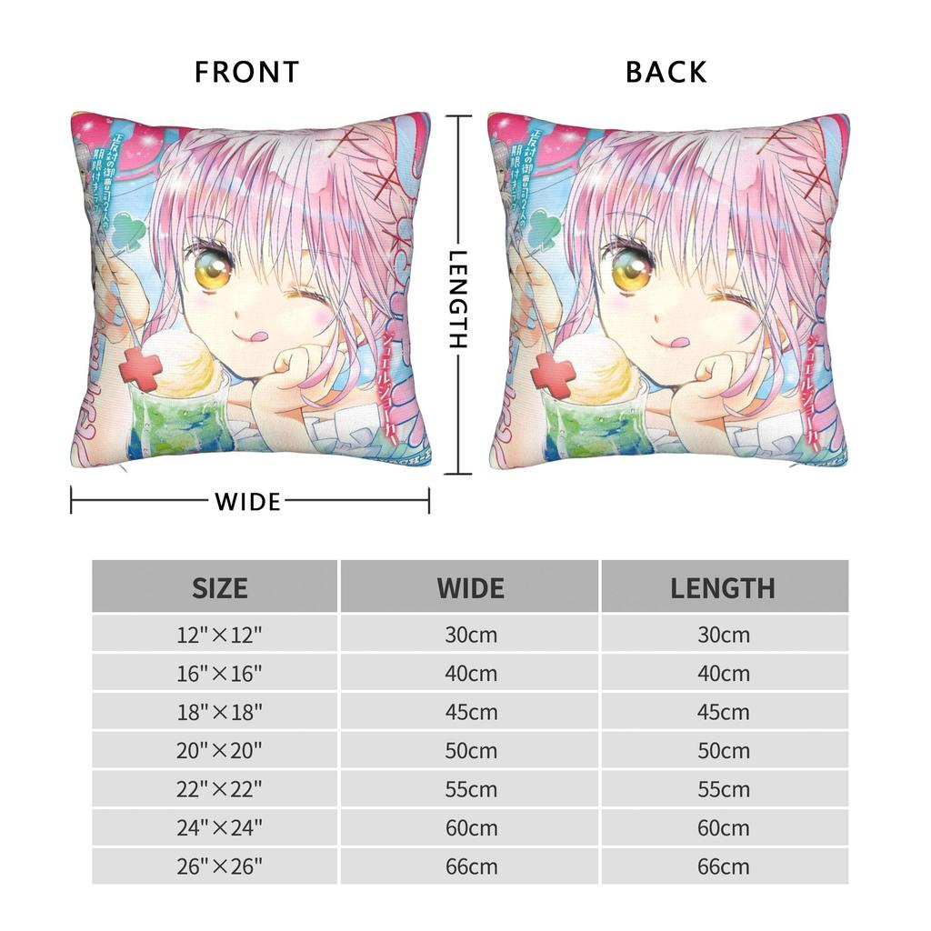 Anime Shugo Chara Square Pillow Cases 90s Cartoon Manga Cushion Cover Vintage Zipper Decorative Pillowcase for Home 18"