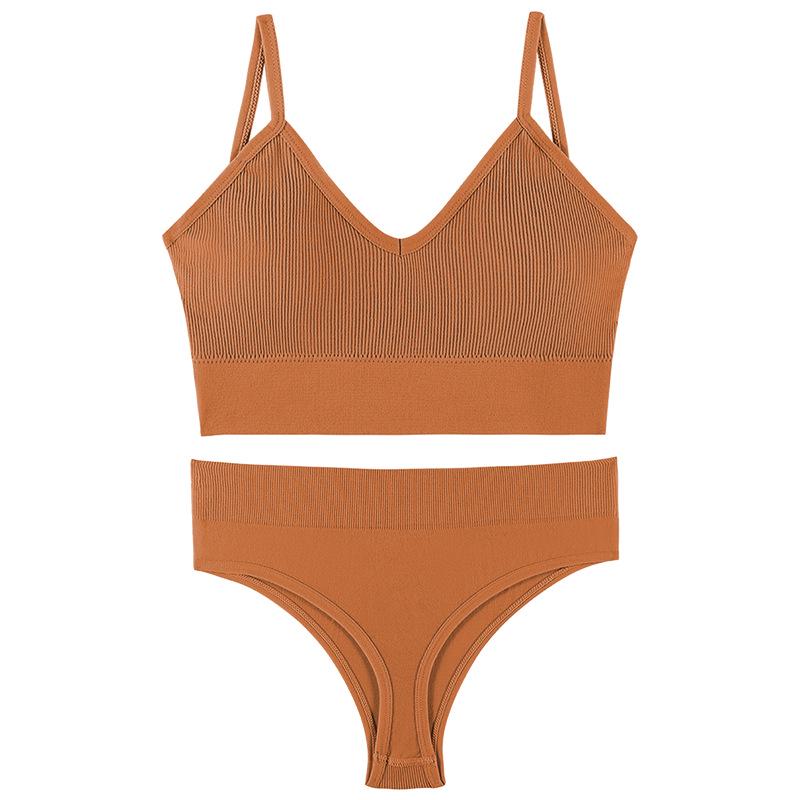 Women's French Wire-Free Push-Up Bra and Panty Set, Plus Size, Sexy Triangle Cup, Beautiful Back Design.