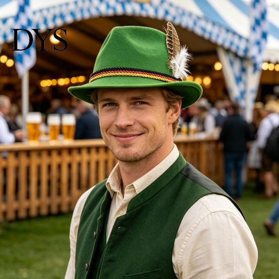 Versatile Casual Hat Fedora with Feather, Short Brim Vintage Jazz Hat, German School Cultural Festival Accessory Oktoberfest Costume Accessories