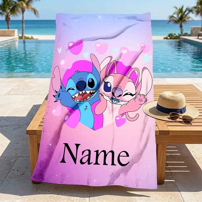 Custom Name Love Hearts Stylish Digital Printing Beach Towel Quick‑Drying Absorbent Blanket for Beach Pool Gym Travel