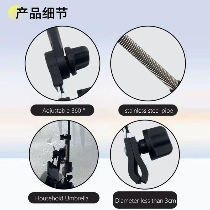 Uniwersalny Uchwyt na Parasol do Wózka Pasuje do Rury 3cm na Kółkach Wózków Rowerów Funkcja Duży Zacisk Łatwa Instalacja