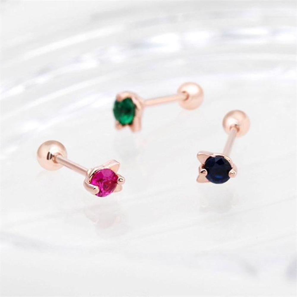 [Onm] Onm 14K Gold Needle Cat Rose Gold Color Cubic Piercing (S9593969)