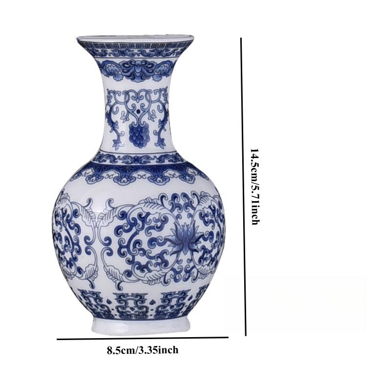 

Vintage-style Blue and White Glazed Ceramic Vase, Dracaena Sanderiana, Living Room and Home Decor, Wall-mounted