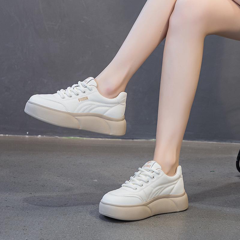 Women's 2024 Spring Magnetic Vibration Massage Shoes - Casual, Thick-Soled, Versatile Sports Shoes In White with Plus Velvet