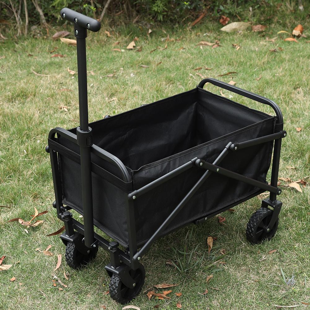 Collapsable Wagon Outdoor Large Capacity Camping Trolley 4 Wheel Carts Long Handle Picnic Handcart Multifunctional Pull Carts