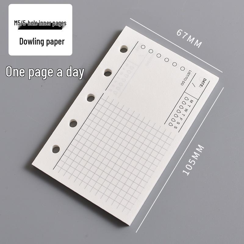 In-Stock A8 M5 Planner Refillable Loose-Leaf Inner Pages: Grid, Blank, Vertical Line, Weekly Plan, One Page Per Day, Punch-In Style.