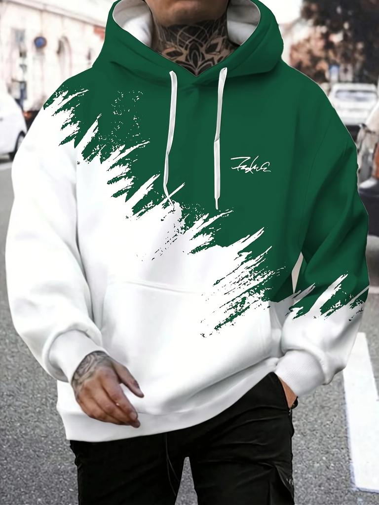 Spring Autumn Casual Men Sweatshirt, Funny Wolf Animal 3D Print Loose Hooded Pullover