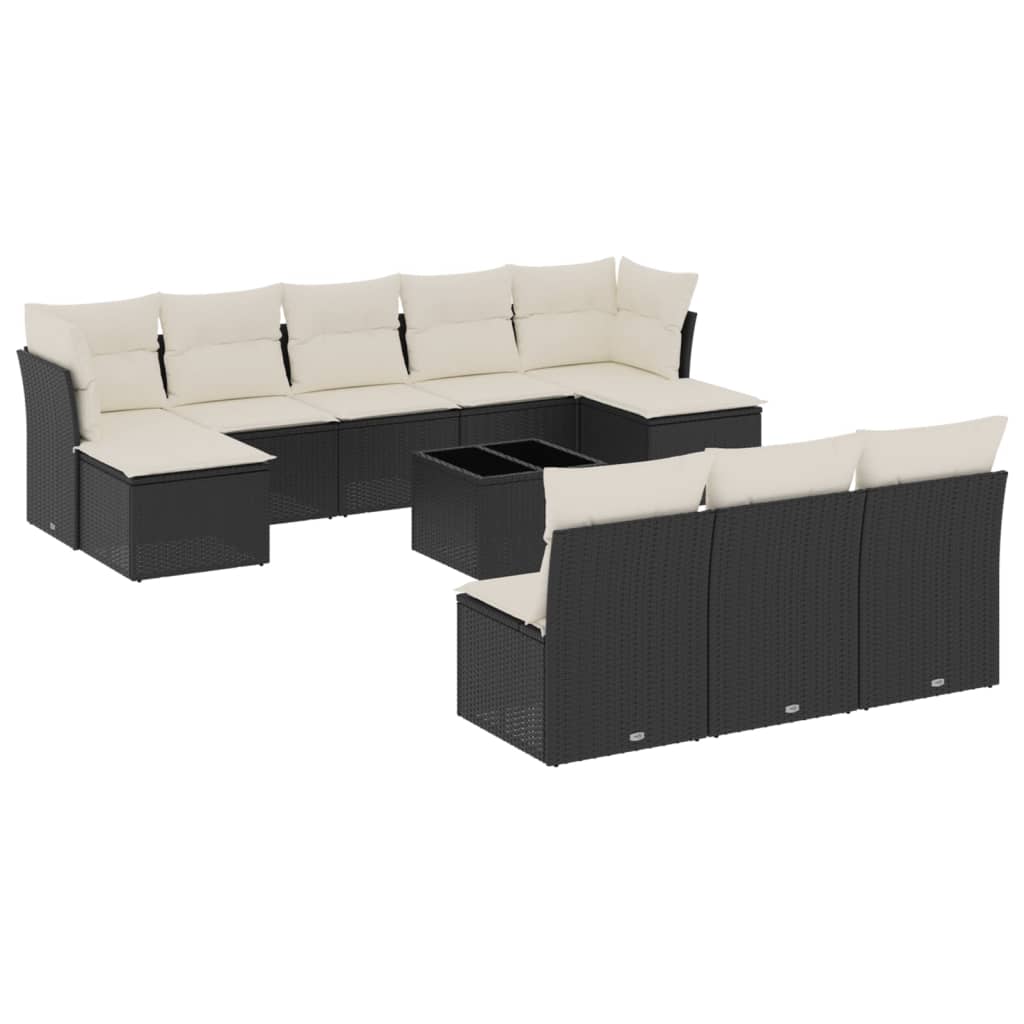 Vidaxl 11-Cz. Set da Giardino, Cuscini Rattan Nero Pe