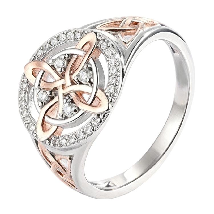 Fashionable Geometric Copper Ring For Women Featuring Double Tone Zircon And Perfect Fit For Everyday Elegances