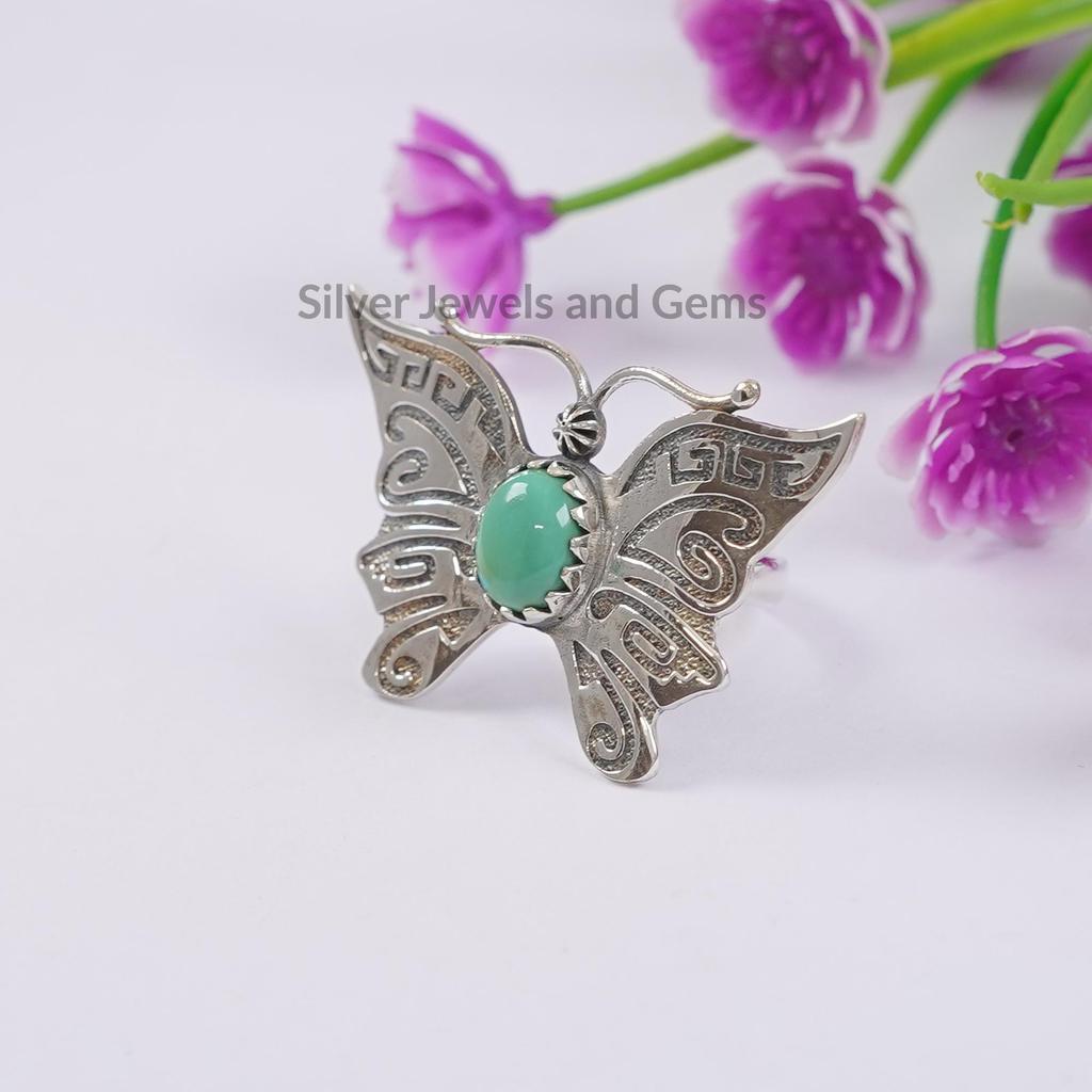 Turquoise Butterfly Ring, 925 Sterling Silver Ring, Southwestern Handmade Ring, Gemstone Ring, Anniversary Ring, Butterfly Ring