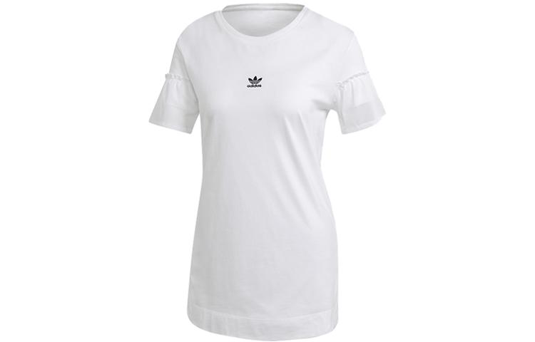 Adidas Originals Tulle T Shirts Women s White Crew Neck Moderate Straight Fit GK3660 36
