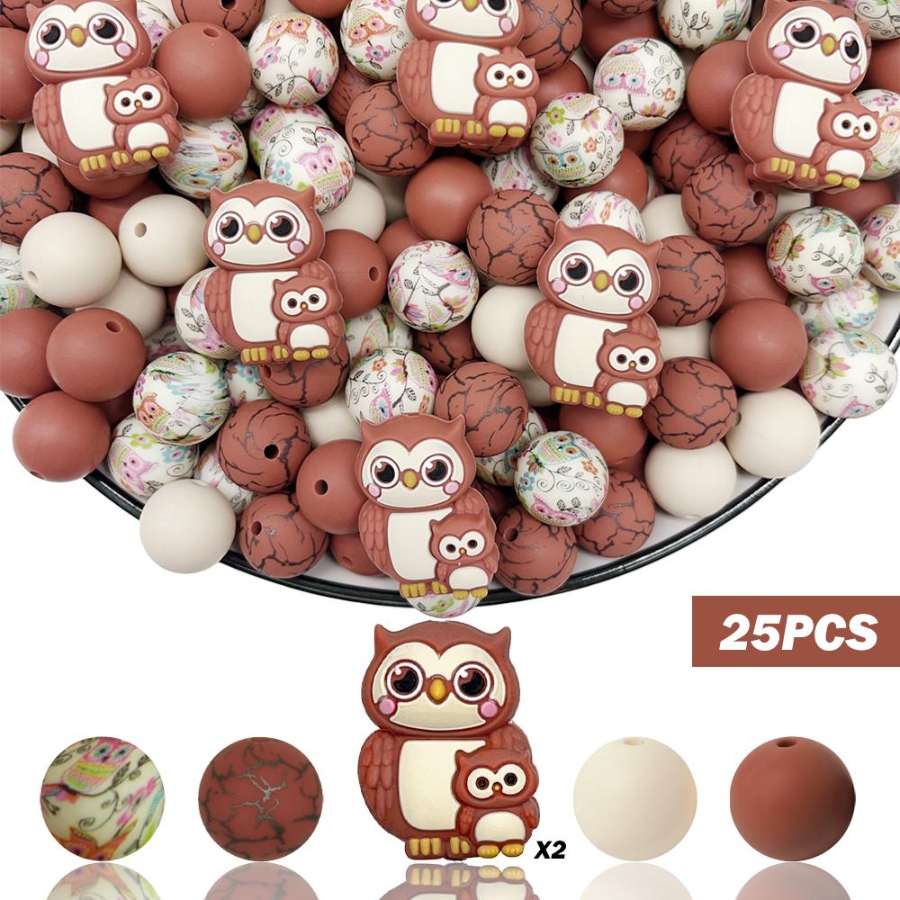 

25/44/54PCS parent-child animal silicone bead set, perfect for DIY handmade crafts such as keychains, necklaces, bracelets, etc