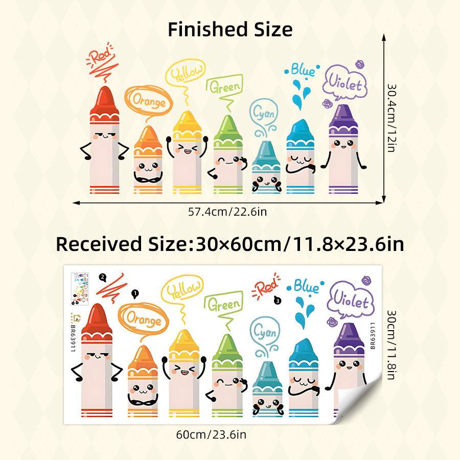 Cartoon Cute Colorful Crayon Pattern Wall Stickers for Kids Room Baby Nursery Bedroom Decoration Living Home Decor Wall Decals