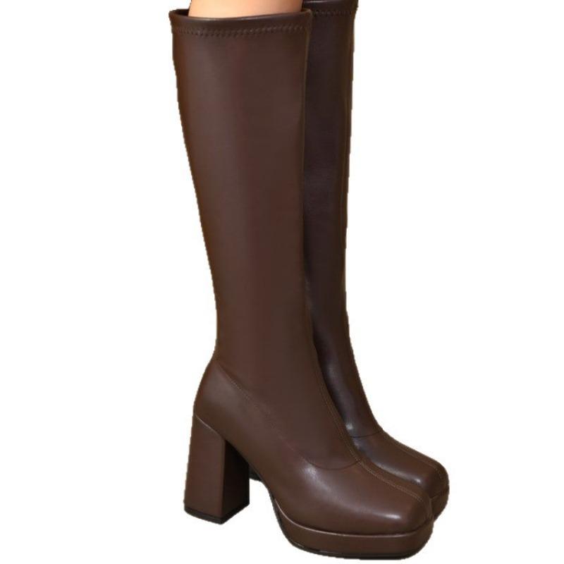 High Heel Skinny Boots Women's Spring and Autumn New Small Long Boots Women's Knee Elastic High Boots