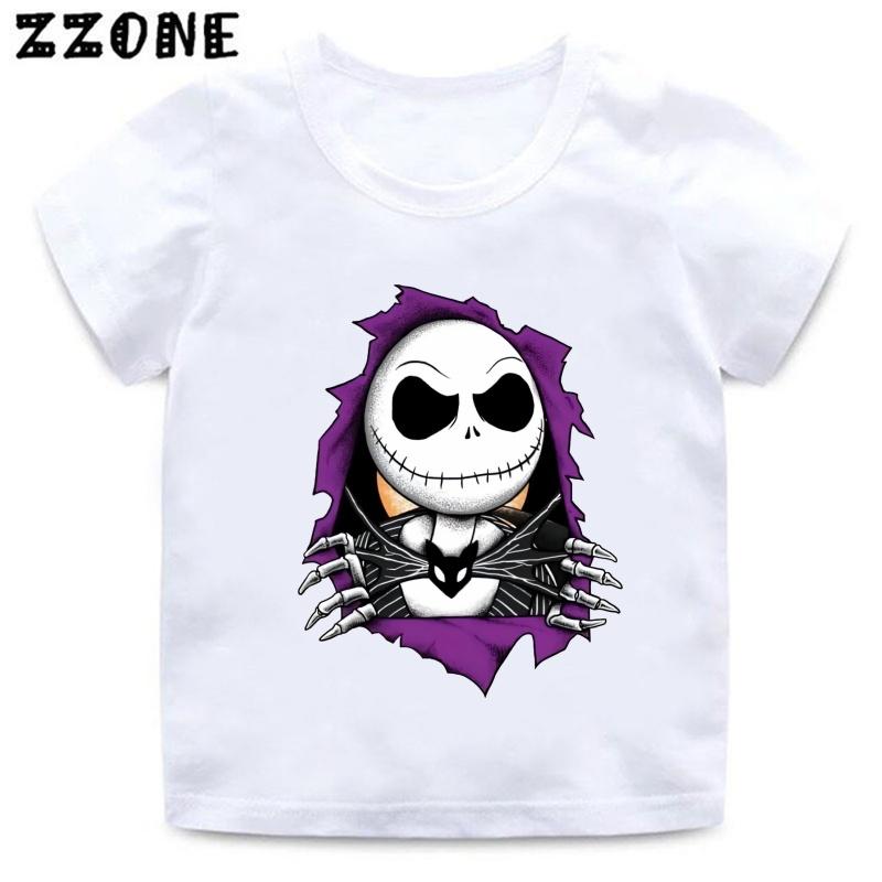 Halloween Town Pumpkin King Jack Skellington Print Kids T-Shirts Funny Girls Clothes Baby Boys T shirt Summer Children Tops