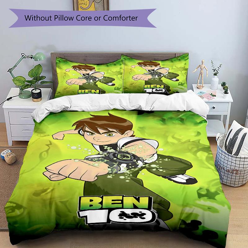 

3pcs Ben 10 Alien Force Adventure Bedding Set - Includes Quilt Cover and Pillowcases, Suitable for All Seasons, Machine Washable - Ideal Gif 135x200cm