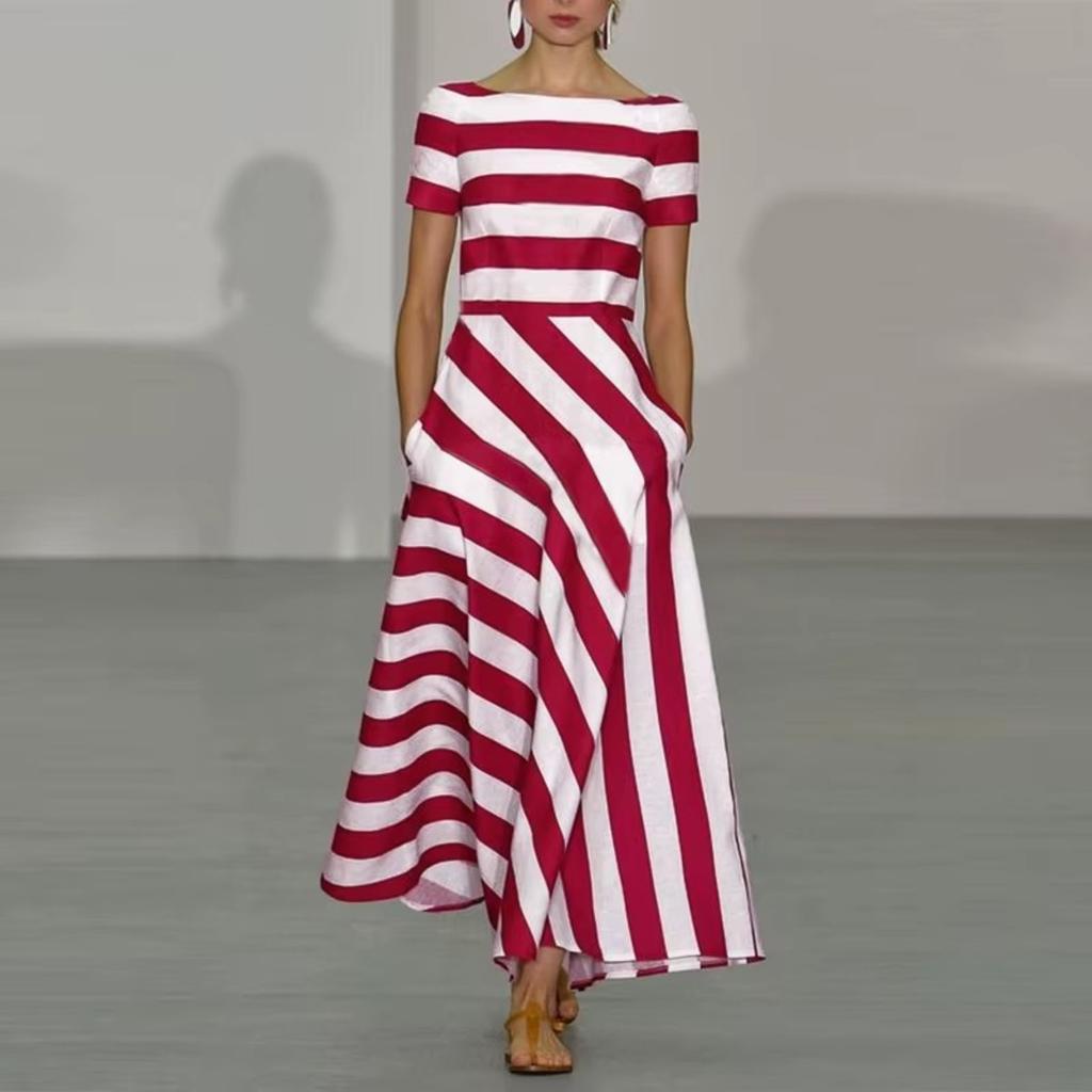 New Arrival Striped Maxi Dress for Women, Popular Casual Long Dress for European American, Fashion Women's Daily Dress