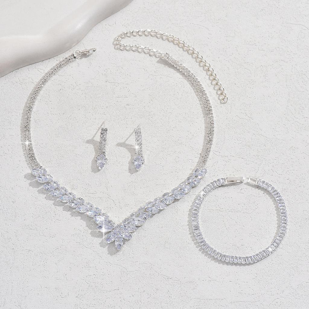 Zircon Necklace Jewelry Set Bridal Jewelry Necklace Earrings Earrings Pendant Set Wedding Accessories
