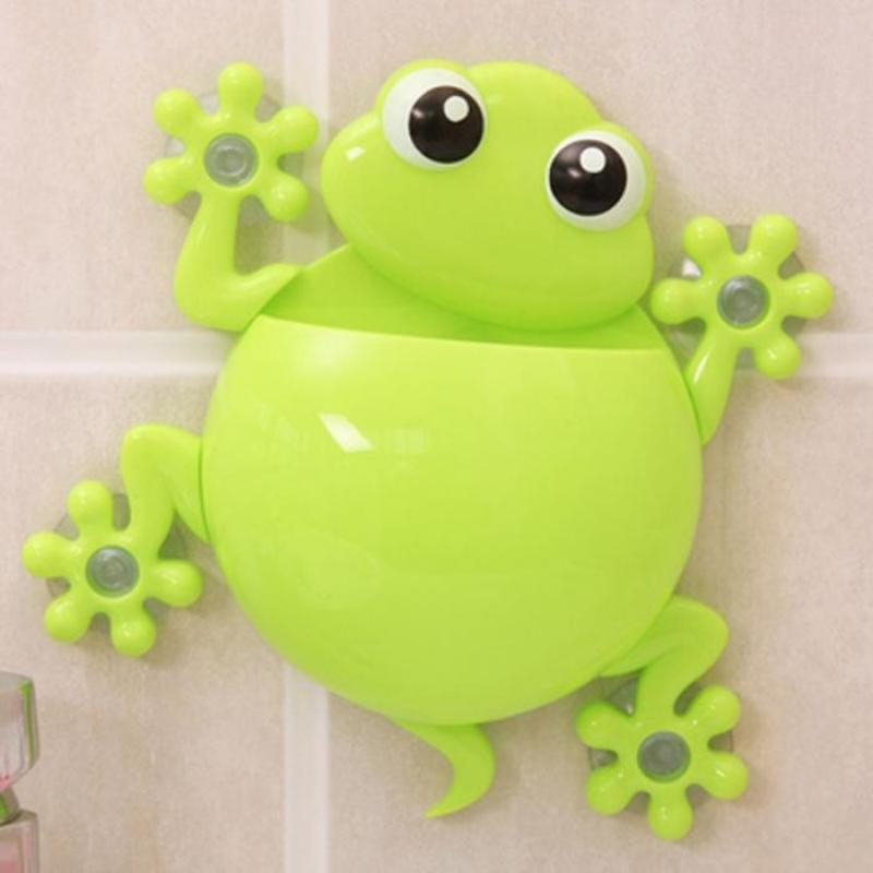 1PC Animal Frog Toothbrush Holder Family Set Wall Bathroom Hanger Suction.