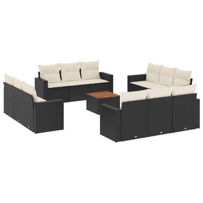 VidaXL Garden Lounge Set with Cushions 13 Pcs Black Braided Resin 3224054