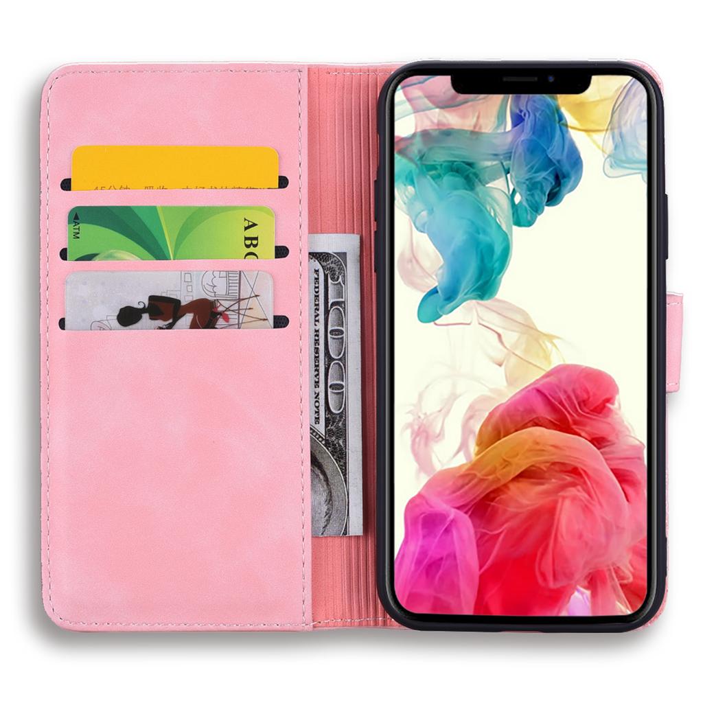 For iPhone 16 Case Flower Imprinted PU Leather Wallet Phone Cover