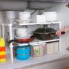 Multi‑Functional 2‑Layer Commodity Shelf Retractable Adjustable Storage Rack Kitchen Tools White