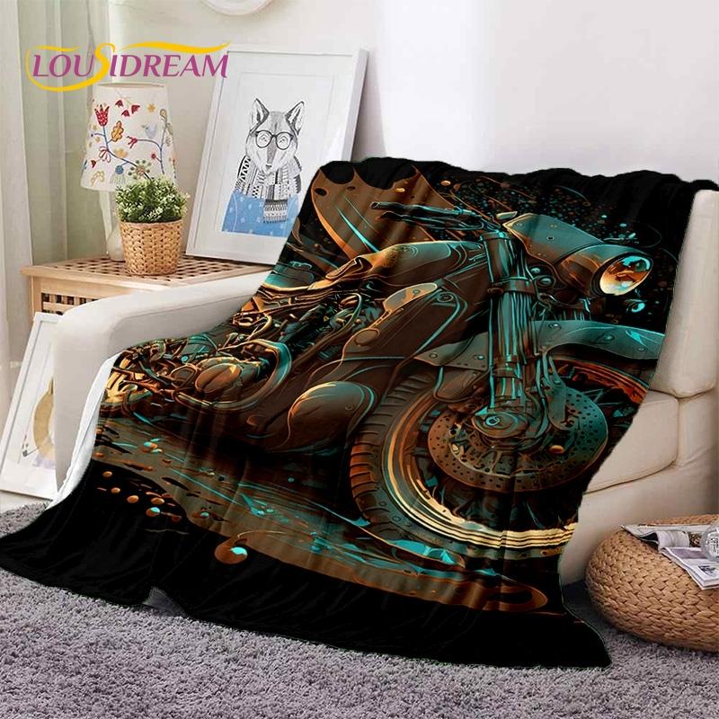 Motocross Modern Retro Motorcycle Soft Blankets,Keep Warm Throw Blanket Comfortable Blanket for Picnic Beds Sofa Home Bedroom