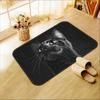 1pc Black Cat HD Printed Non-Slip Door Mat – Microfiber Absorbent, Machine Washable Polyester Rug for Bathroom, Bedroom, Living