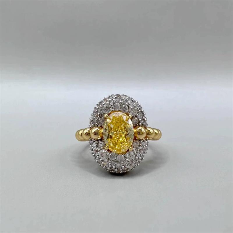 Elegant Oval Yellow Zircon Beads Adjustable Finger Rings For Women Niche Fashion New Jewelry Gift Party anillos mujer