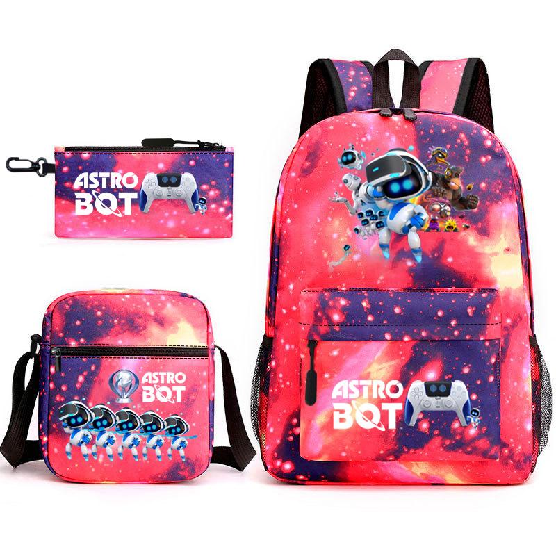 Neuer Astro-Bot, kosmischer Roboter, dreiteiliges Set, Schultasche, Umhängetasche, Federmäppchen, Rucksack.