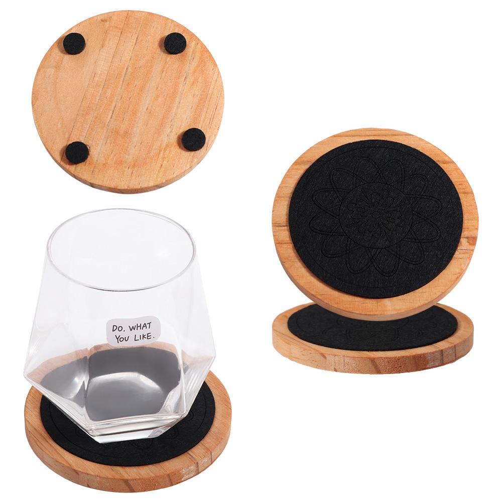 

Heat Resistant Felt Wooden Tea Mat Drink Absorbent Wooden Drink Placemats Wood Coasters Cold Drink чорний