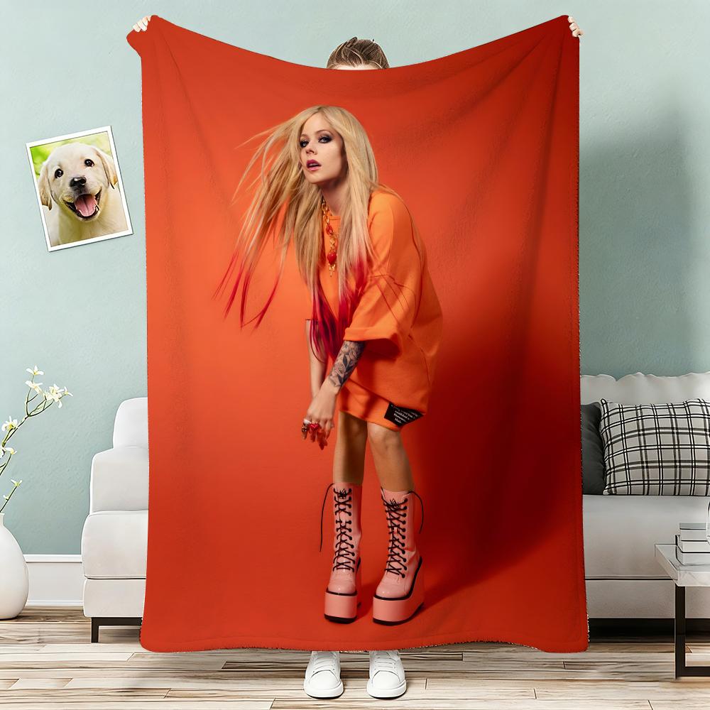 Star Singer Avril Lavigne Throw Lightweight 240g Flannel Blanket Soft Skin-friendly for Summer Cooling 75x90cm