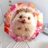 Pink Hedgehog Pattern, Automatic Folding Umbrella, Portable and Foldable Design, 8 Ribs, a Christmas or Birthday Gift.
