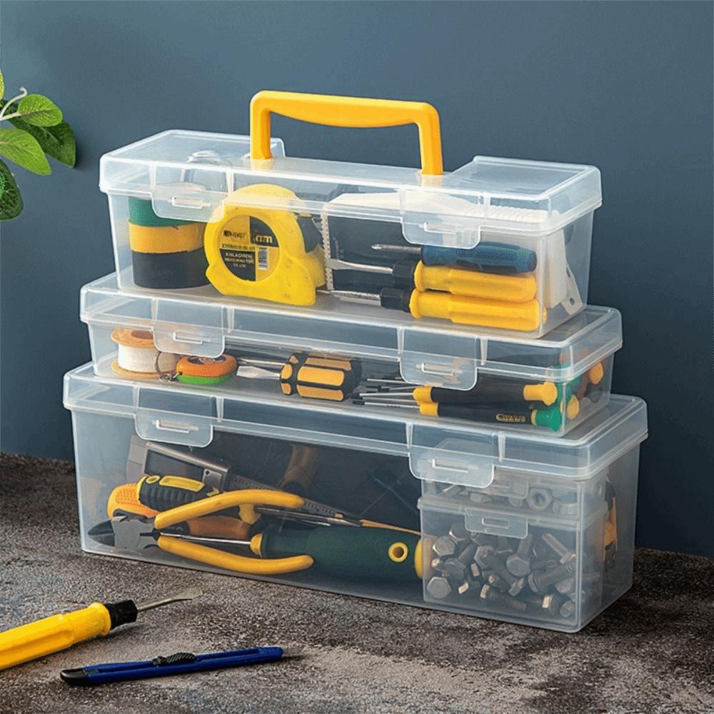 Transparent Hardware Tool Box Large Capacity Tool Storage Box Pulleys Storage Screw Box  Organizer