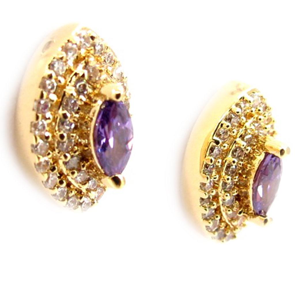Les Trésors De Lily [K7186] - Boucles Plaqué Or 'Sissi' améthyste doré - 14x8 mm