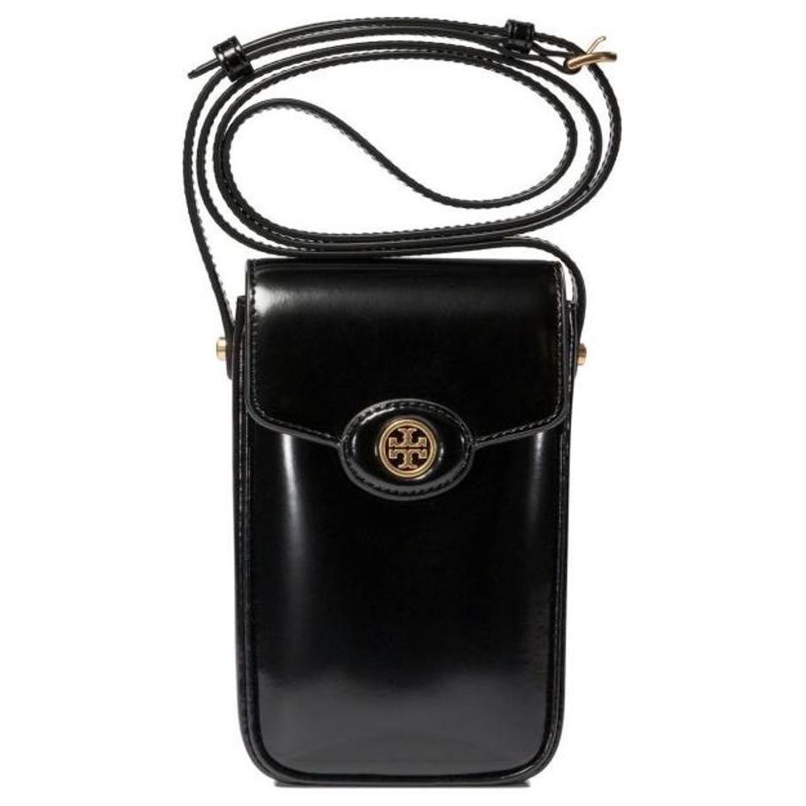 

Tory Burch Robinson Velvet Finish Patent Leather Shoulder Phone Bag Women bags Black 156747001 Basic Set (Bag+Dust Bag)