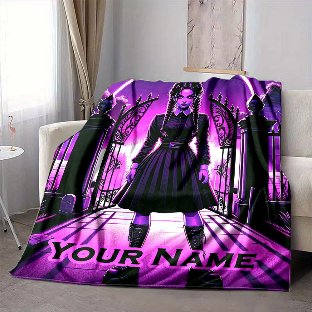 Custom 1pc Wednesday Addams Returns Blanket, Soft And Comfortable Blanket, Casual Warm, Camping Travel Blanket, Birthday Gift Q912193