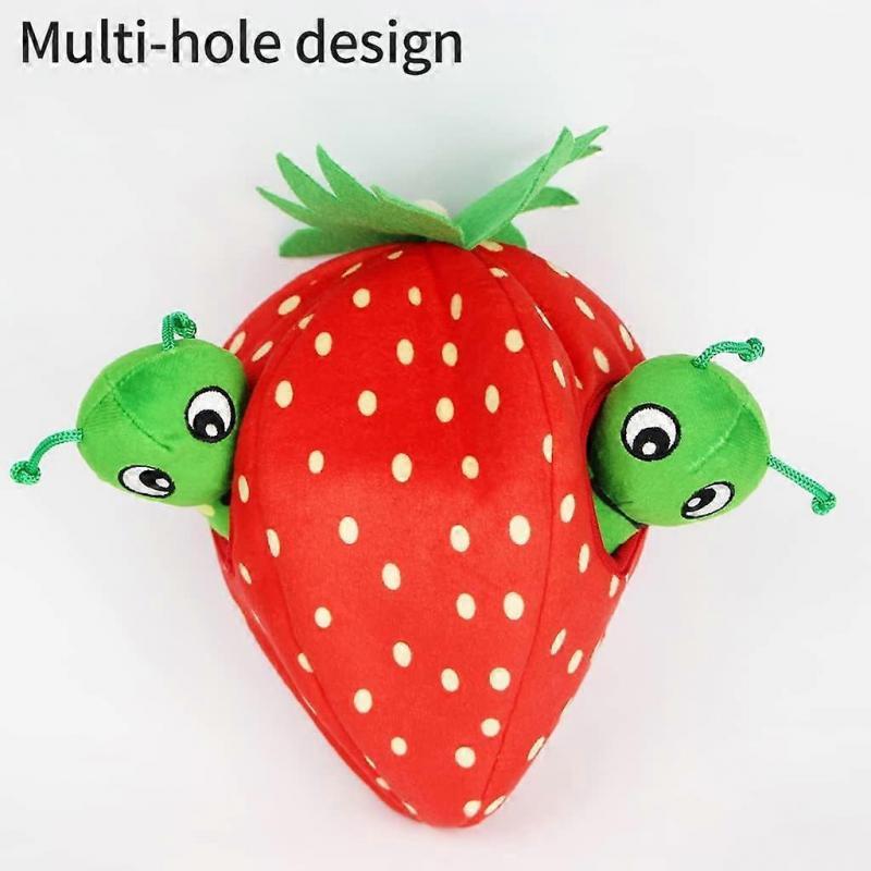 Interaktives Hundespielzeug, Versteckspiel-Hundespielzeug, quietschendes pädagogisches Plüsch-Haustierspielzeug, Erdbeeren